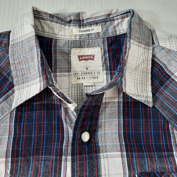 Levi's Plaid Pearl Snap Button Western Shirt - Picture 4 of 6